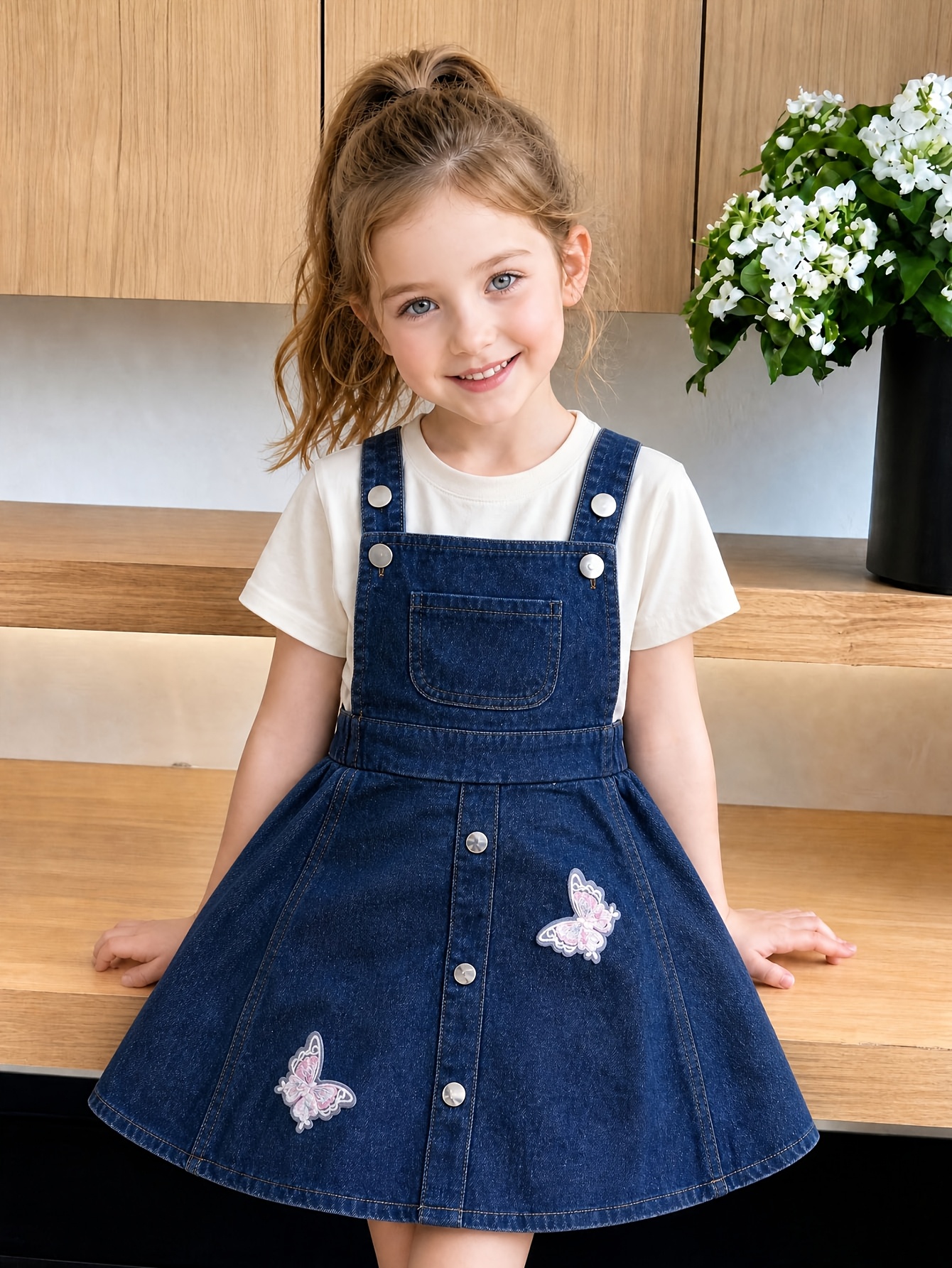 girl denim dress toddler girls overall 2 6y girls pinafore skirt denim dress for kid girl Vintage Swedish Blue Navy LowStock:42981424103475 Button closure Size:48/ XL