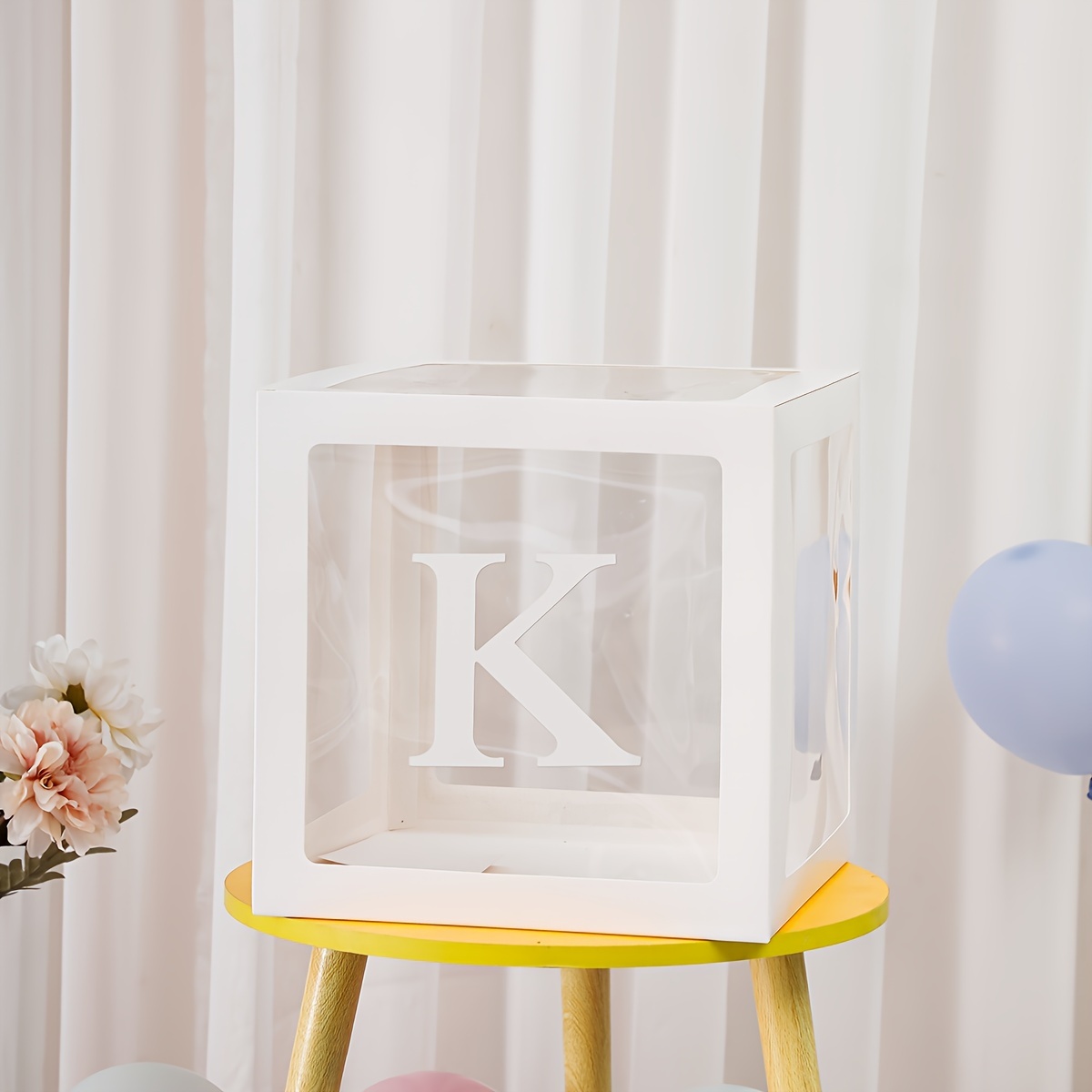 1pc 9.85-inch White Transparent Balloon Box, Holiday Scene Decoration Box, Photo Prop, A-z Combined
