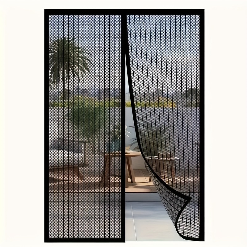 

1pc Striped Soft Gauze Door Curtain With Magnetic Closure - Breathable & Mosquito-proof, Fits 36x82" Doors, Easy Clean