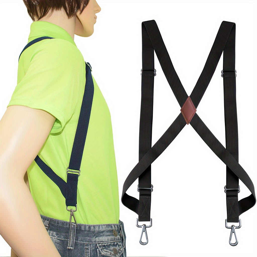 

Men's Heavy Duty X-back Suspenders, Adjustable Polyester Work Braces, 0.98" Micro-elastic Woven With Snap Hooks - Sports Style Trouser Support