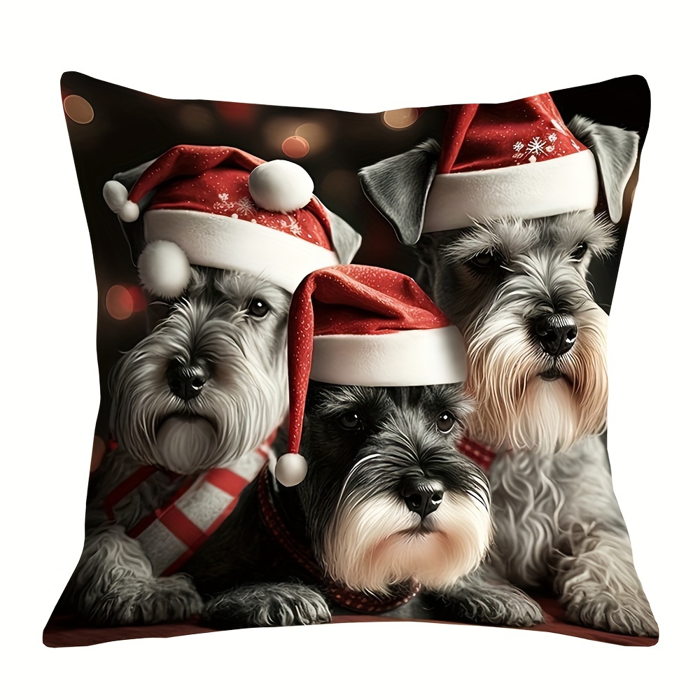 

18x18 Miniature Schnauzer Christmas - , , - , Zip , For Sofa & Bedroom Decor,