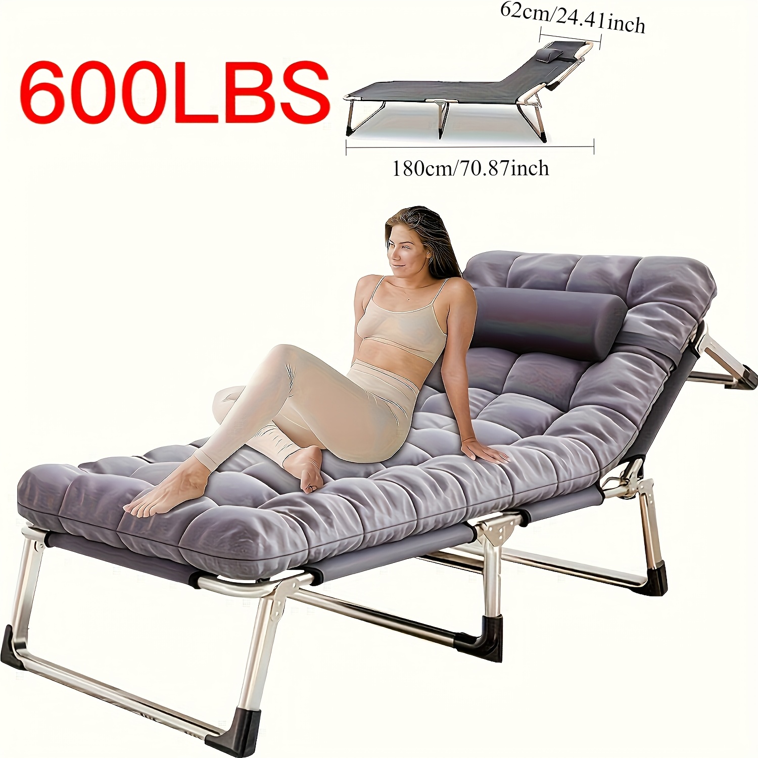 "TITAN Heavy-Duty camping Bed with Flip-Up Mattress | 600LB Ultra-Supportive Stand | 74-Inch Portable Camp bed & Guest Bed for Adults" 12 "TITAN Heavy-Duty camping Bed with Flip-Up Mattress | 600LB Ultra-Supportive Stand | 74-Inch Portable Camp bed & Guest Bed for Adults" - Image 12