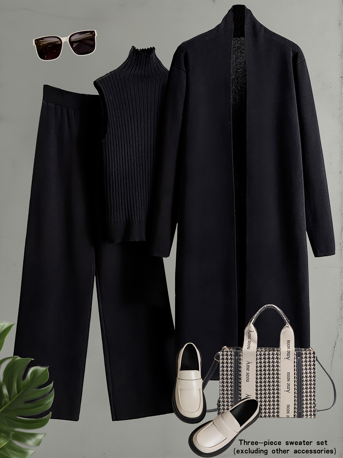 autumn and winter womens outfits multiple sets of womens sweaters for fall and winter solid color three piece sweater sets cardigan sweater outfits casual elegant womens ensembles popular   koreans top and   sets Product details 2