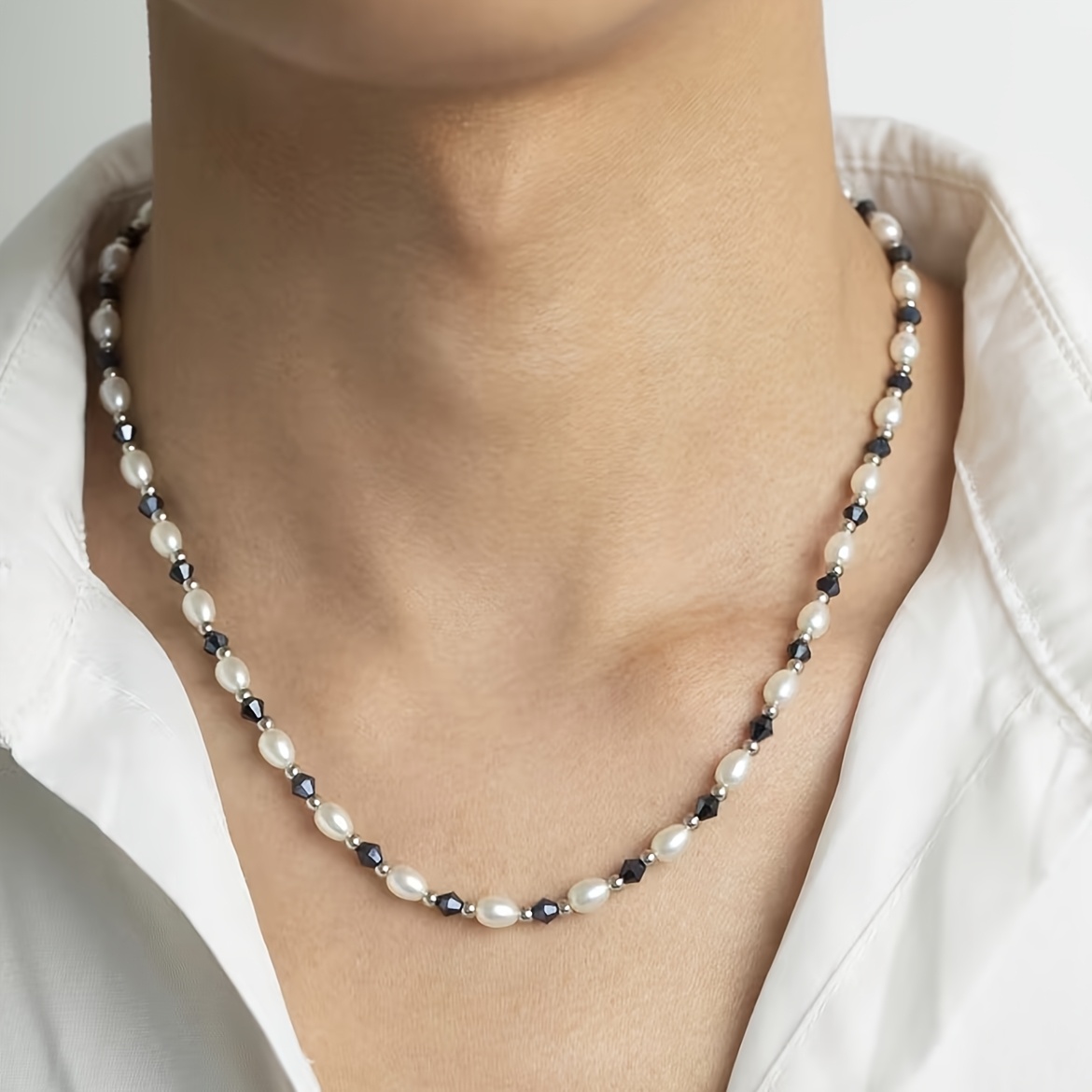 TEMU Collar de 1 pieza con cuentas de una sola capa, adecuado para novios y novias