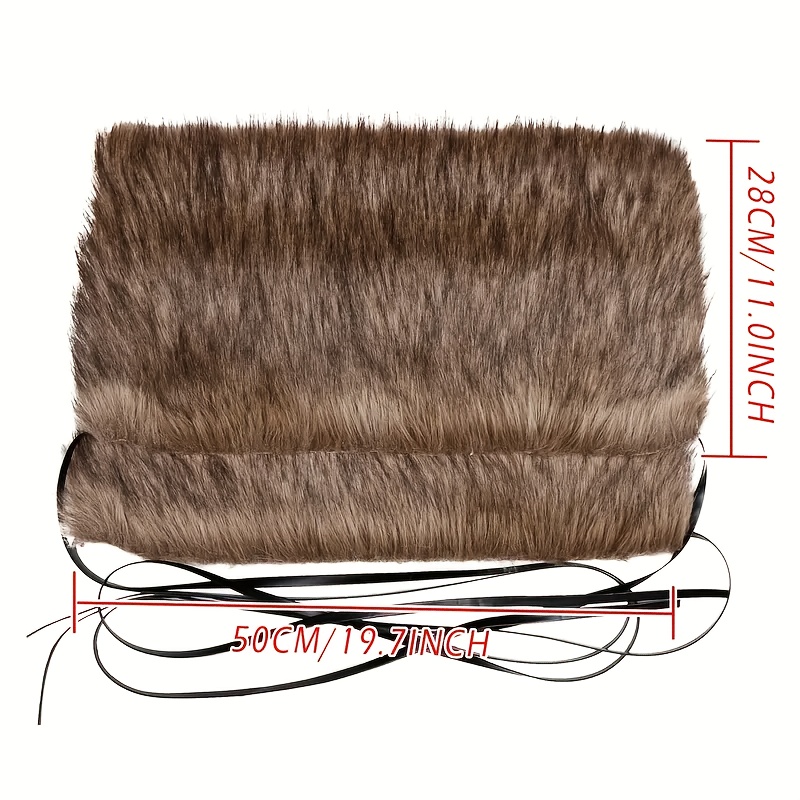 1 Pair Medieval Viking Brown Faux Fur Leg Warmers with Adjustable Straps - Fluffy Costume Accessories for Halloween, Cosplay, Renaissance Fairs & Themed Parties, Halloween Costumes