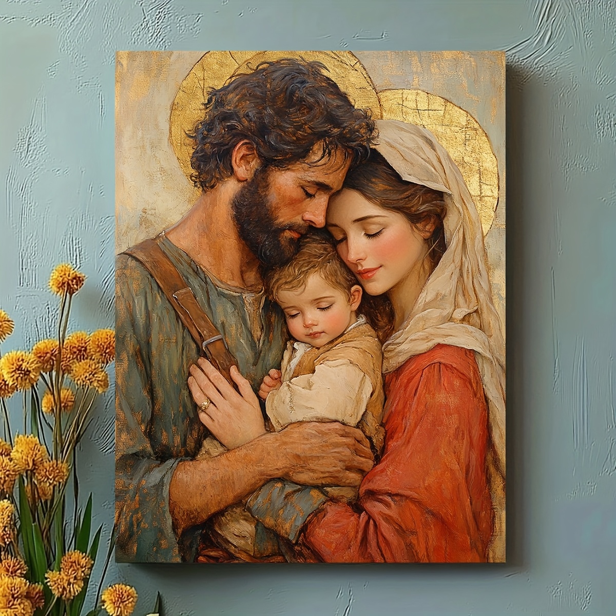 TEMU Stampa su tela 2D piatta, 1 pezzo con cornice, 45,72x45,72 cm - della della Famiglia con San , Bambino Ges羅 di Jameson - Decorazione religiosa