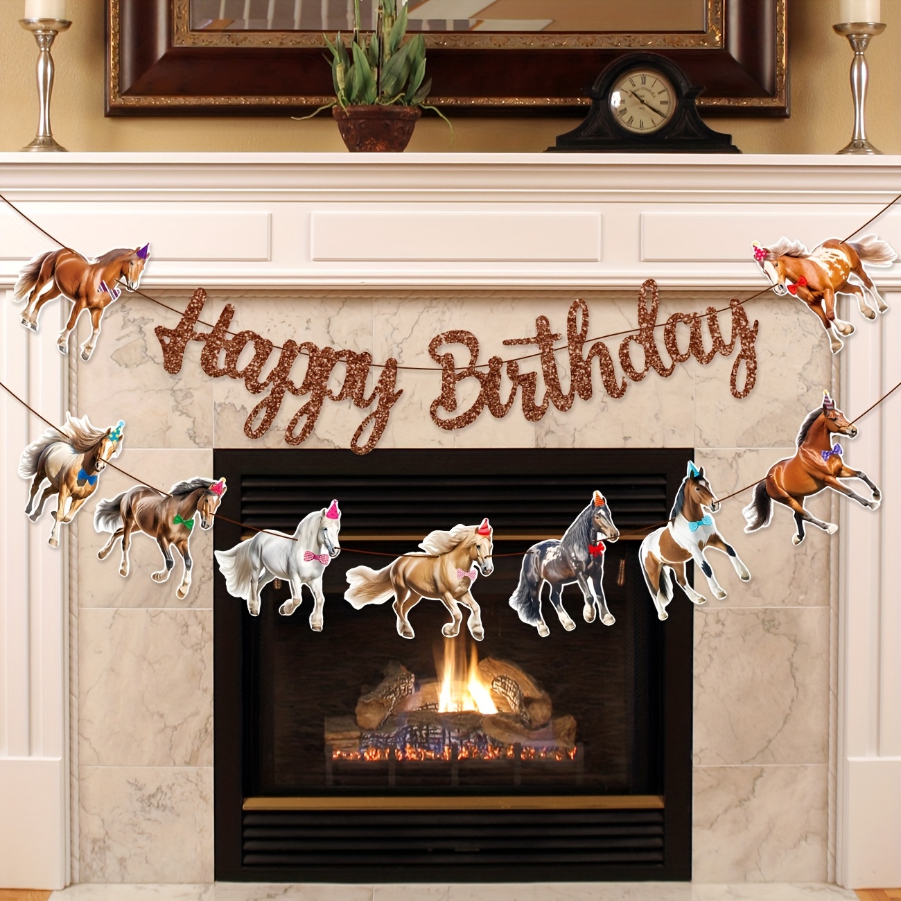 Kentucky Horse Happy Birthday Banners Kentucky Horse Birthday Party Decorations 2pcs Banner Horse Birthday Party Supplies For Western Horse Themed Baby Shower Supplies
