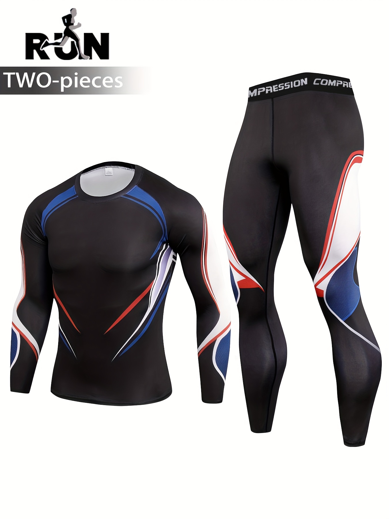 2 peças de meias de compressão camufladas masculinas * * redonda estampado  + meia-calça estampada, roupa * * e elástica, adequada para corrida fitness  e atividades ao ar livre, uso casual, treino ..., image size:800x1067