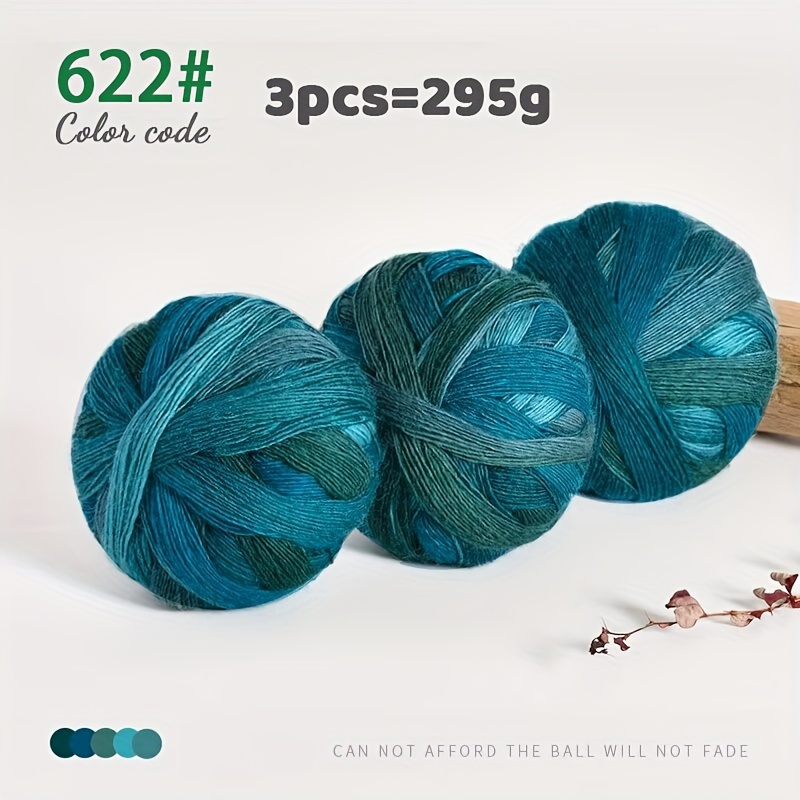 Image of Rainbow Gradient Multi-colored Dye Wool Yarn Balls Hand Knitting Ladies Shawl Blanket Cushion Fashion Sweater Hat Scarf Craft Knitting Yarn Balls 3pcs/pack