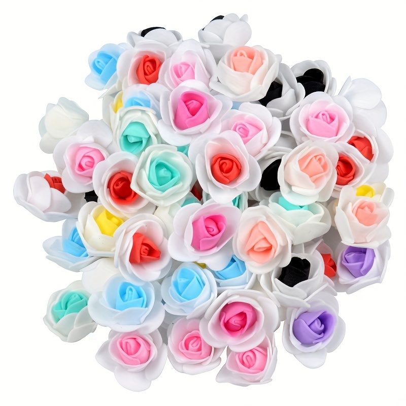 

100pcs 3.5cm Two-color High-end Artificial Rose Heads For Diy Crafts, Christmas, Wedding And Holiday Decorations - Handmade , Bouquets And Gift Boxes