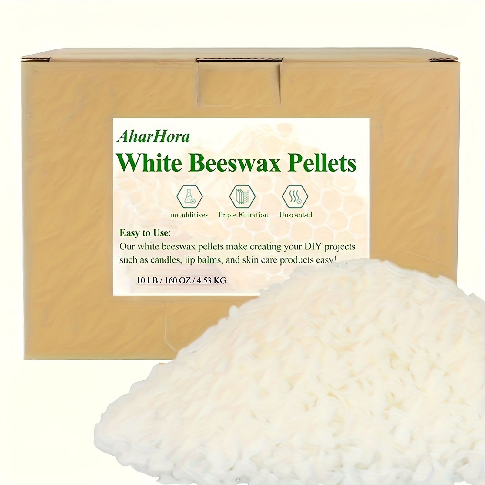 TEMU 10lb White Beeswax Wax Handmade Materials, High-quality Beeswax Wax Scented Candle Wax, Make Candles, Cup Wax, Scented Candles And Wax, Suitable