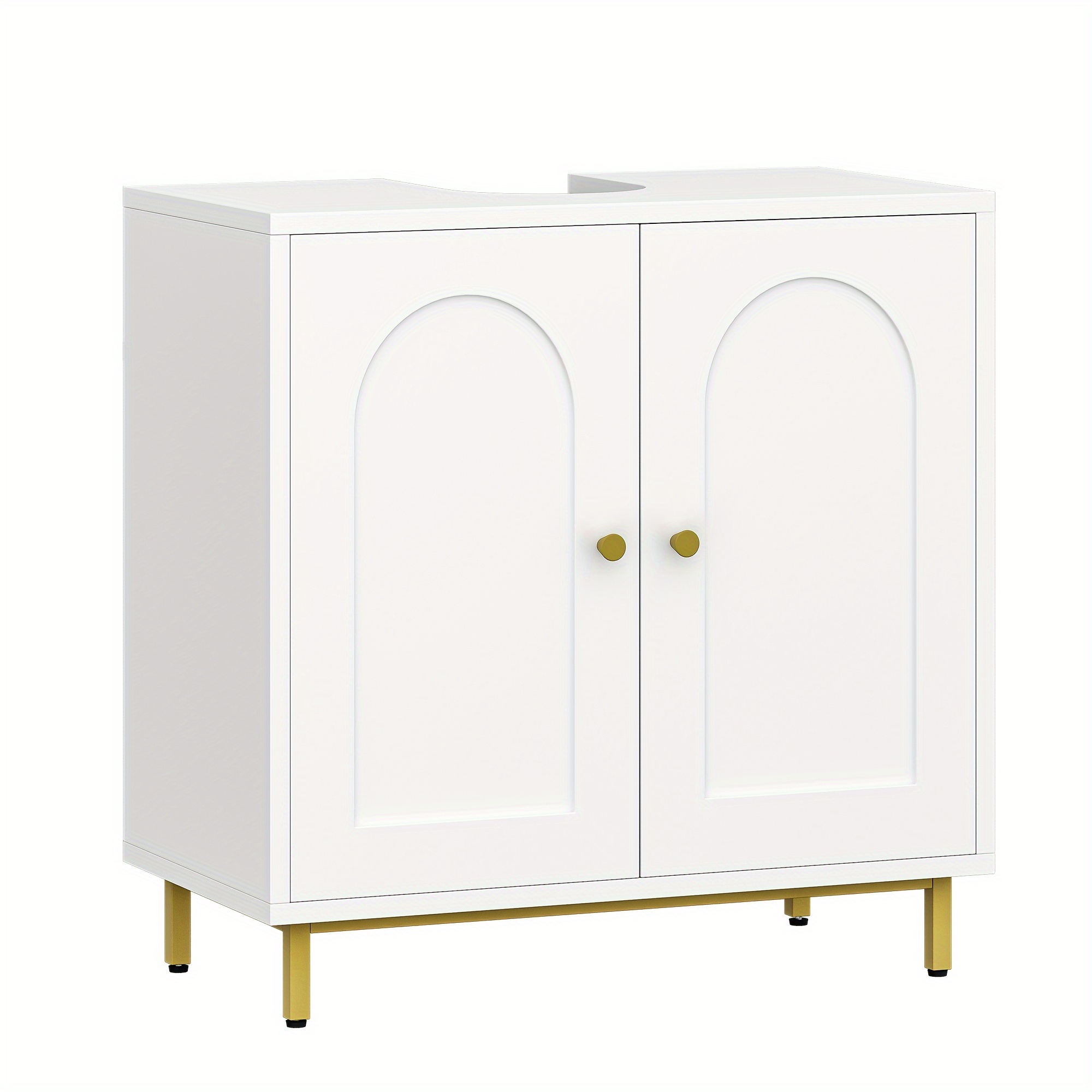 Chic White Freestanding Bathroom Vanity With Adjustable Shelf - Spacious Storage, Easy Assembly, Durable Mdf & Metal Legs, Mounted Closet Systems, Jewelry And Accessory Storage