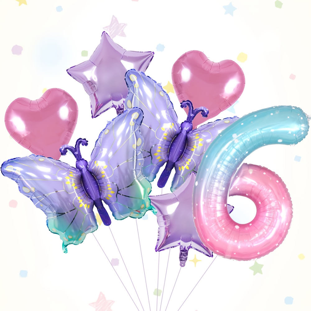 Image of 7pcs Balloon Set, Starry Sky Number Balloons, Suitable For Theme Party, Birthday Party Decorations, Home Decoration, Atmosphere Arransynthetic Gemstoneent, Halloween Decorations, Christmas Decorations