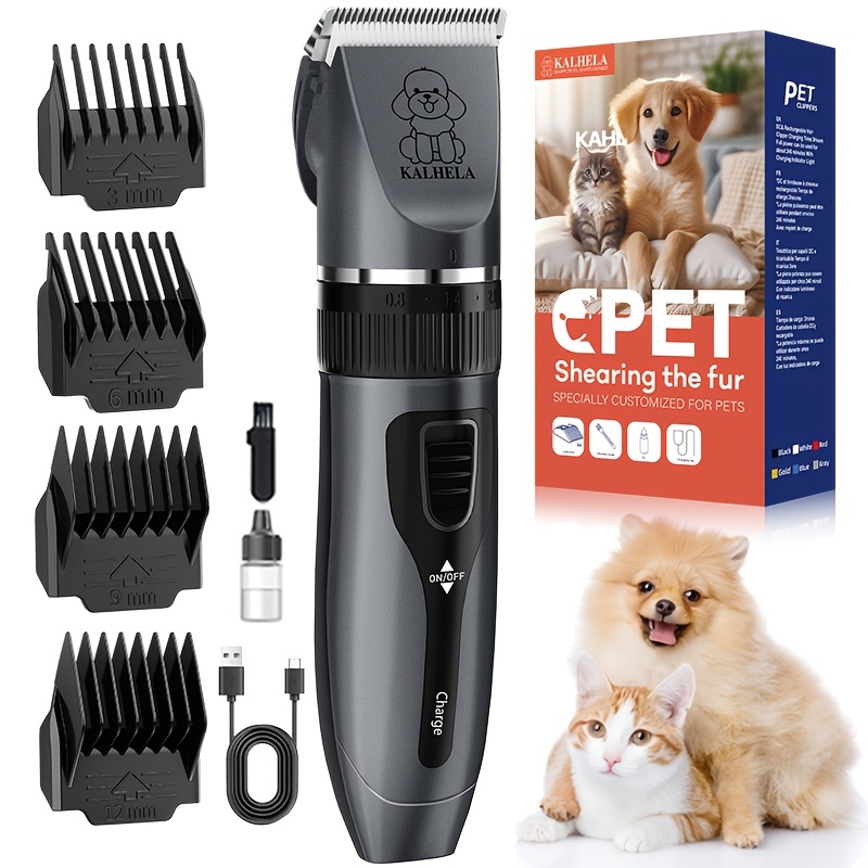 Kalhela Dog Hair Trimmer - Low-noise, Quiet Dog Grooming Set - Rechargeable, Cordless Pet Hair Clippers, Shaving , Shaving Device - Suitable For Small And Large Dogs, Cats, Etc. (white/gray/red)
