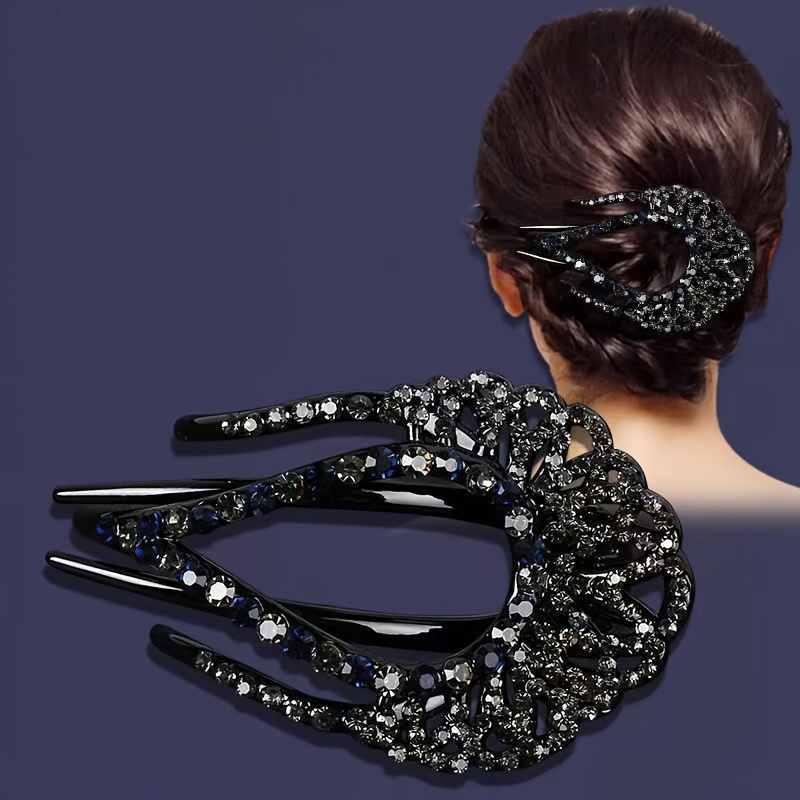 TEMU Elegante Pinza para el Cabello con Flores de Estrás en lo Vintage - Accesorio de con Gemas Sintéticas Multicolor para Mujeres, Ideal para y