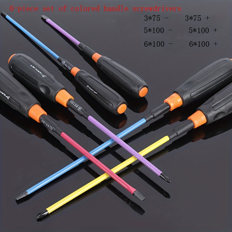 TEMU Industrial-grade Anti-slip, Oil-resistant Handle, 2/4/6pcs Set Of Phillips And Flathead Screwdrivers. New Crv Chrome Vanadium Steel Magnetic