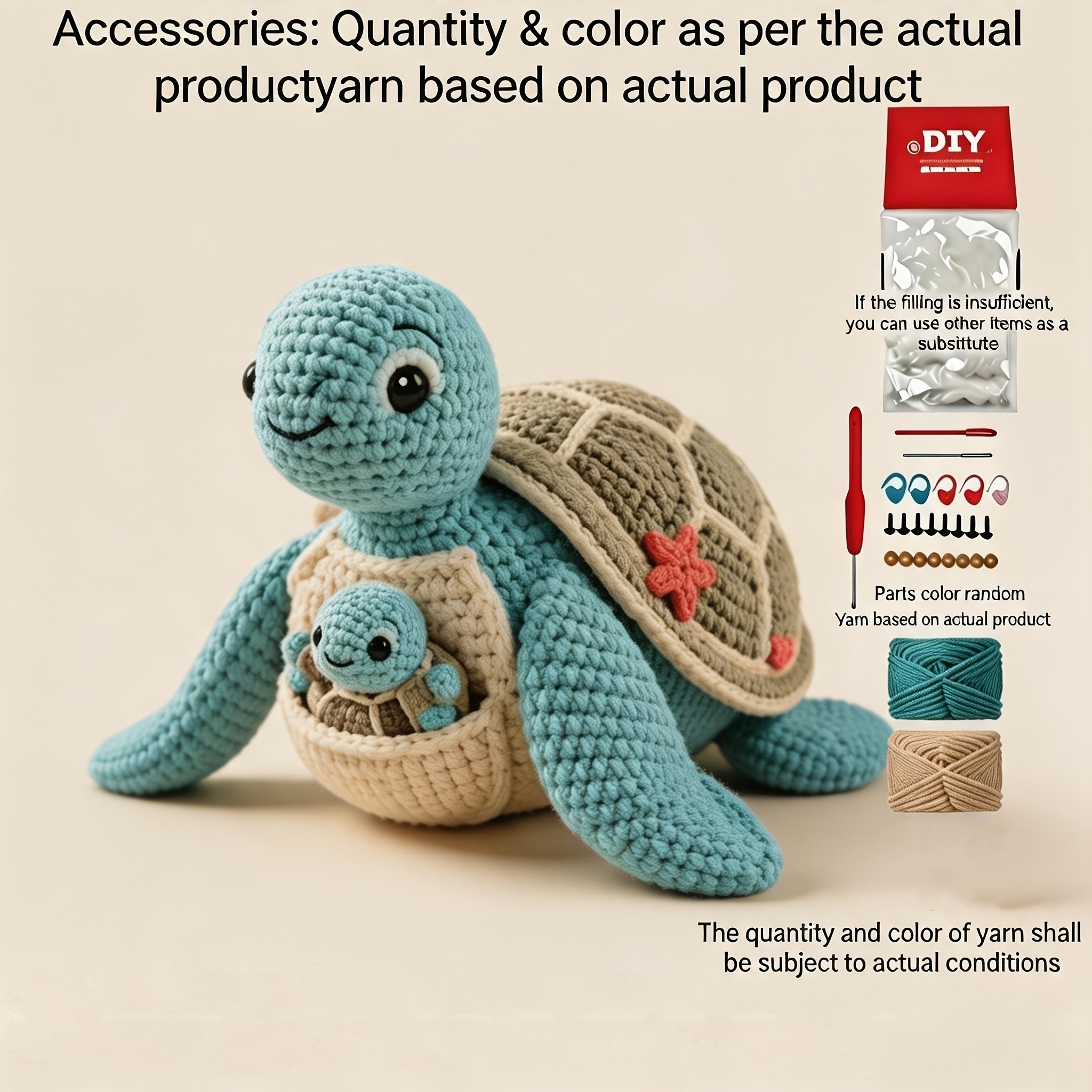 TEMU Sea Turtle Crochet Kit For Beginners, Suitable For Adults | Easy Diy Craft Gift For Adults | Includes Tutorial | Contains Simple Diagrams, Extra