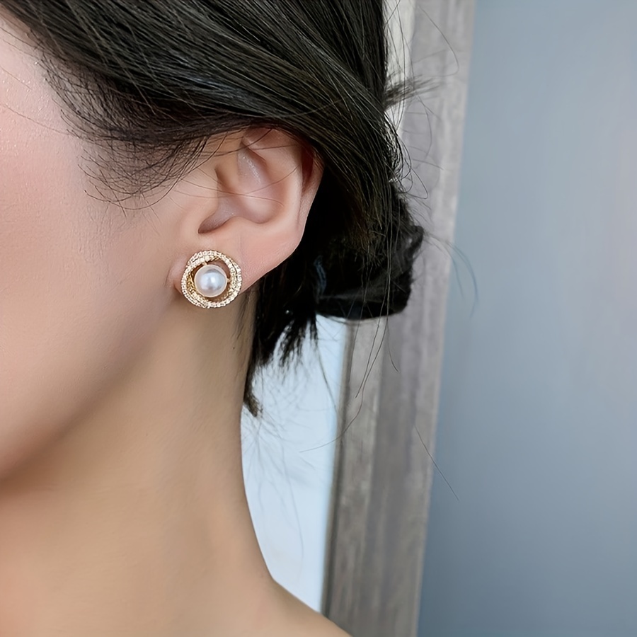 Vintage Rhinestone Stud Earrings Retro Style Jewelry Accessories Women