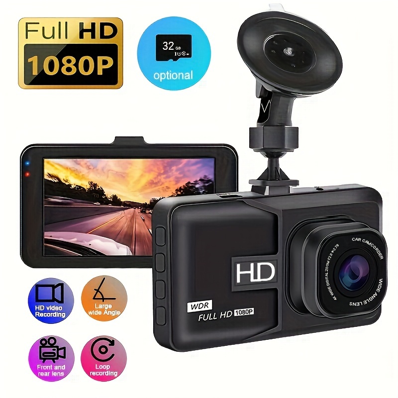 

Hd Dash Cam With Suction Mount, 3-inch Display, Loop Recording & - Vehicles