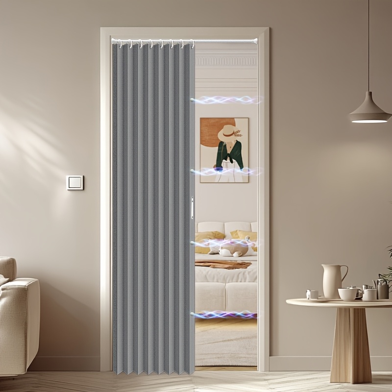 TEMU 1 pièce Rideau d'isolation thermique de couleur unie, effet magnétique, pliable, rangement pratique, style simple et tendance, utilisé comme