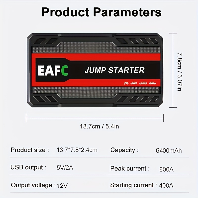 Portable Car Jump Starter Battery Power Bank Emergency - Temu