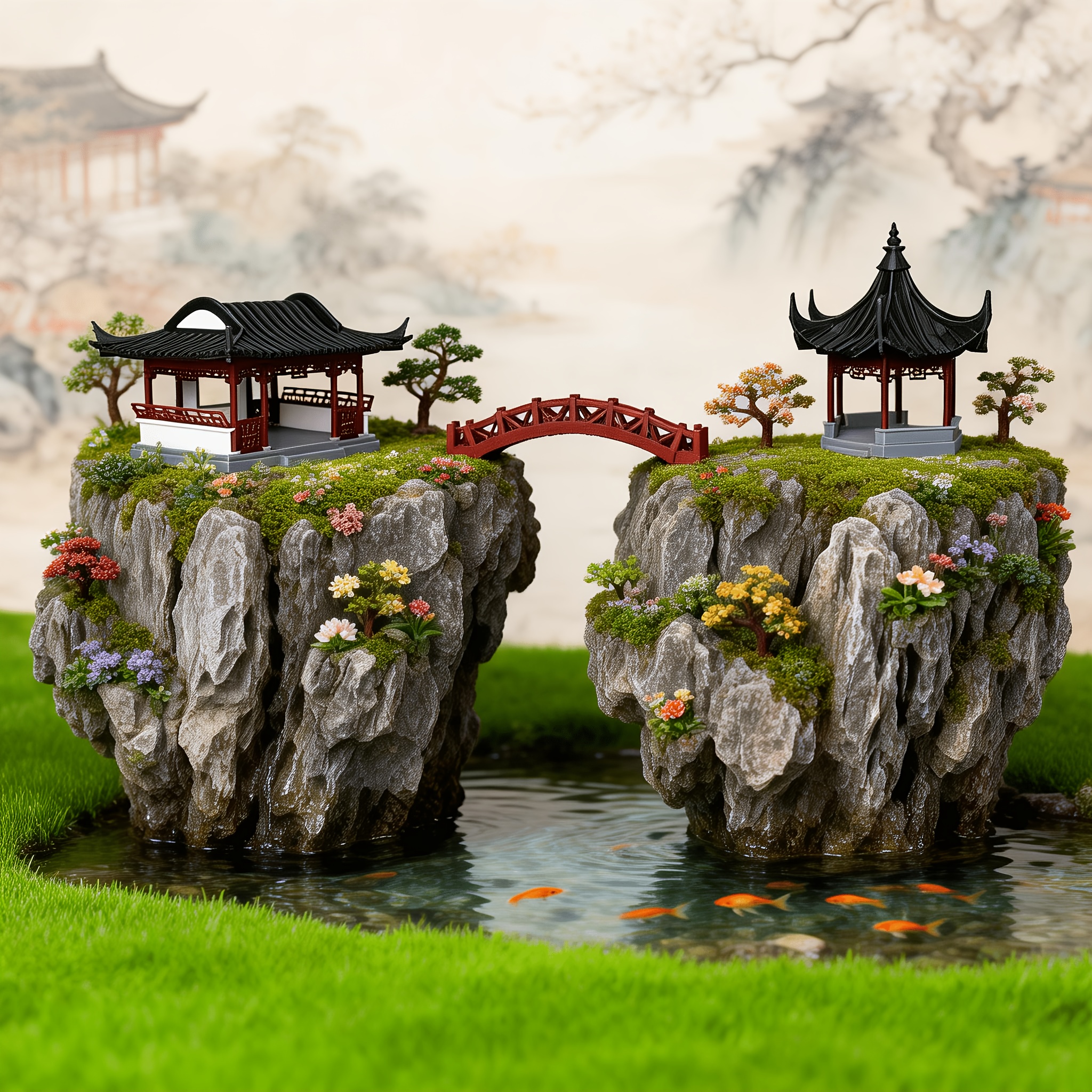 3pcs 3d printed chinese style ancient building landscape ornaments chinese   architectural style ornaments fish tank   bonsai landscape ornaments desk office desk decoration shelf tv cabinet decorations ornaments
