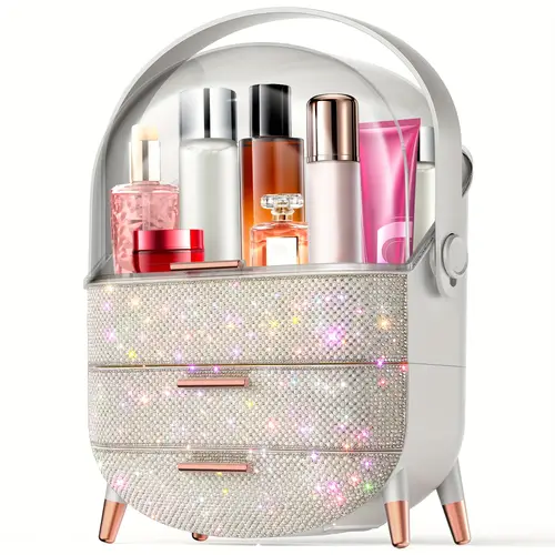 portable cosmetics storage box can hold eyebrow pencils eye shadow skin care products practical makeup organizer suitable for family bedroom gift suitable for storing lipsticks skin care products valentines day gift for her