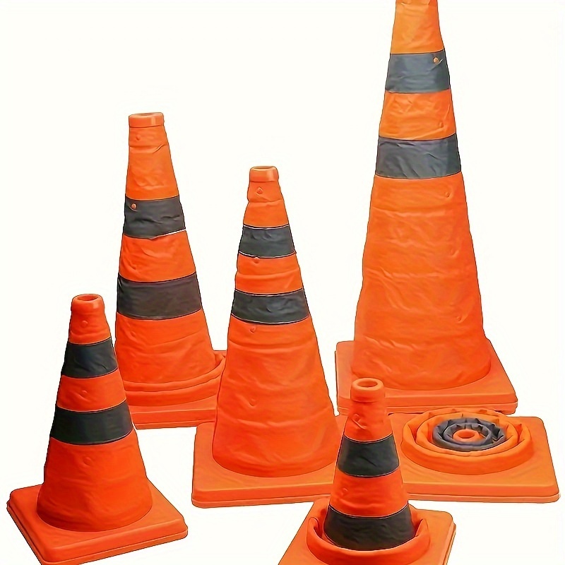 

1pc High- Reflective Traffic Cone - Foldable & Extendable, Plastic, Portable Safety Barrier For Emergency