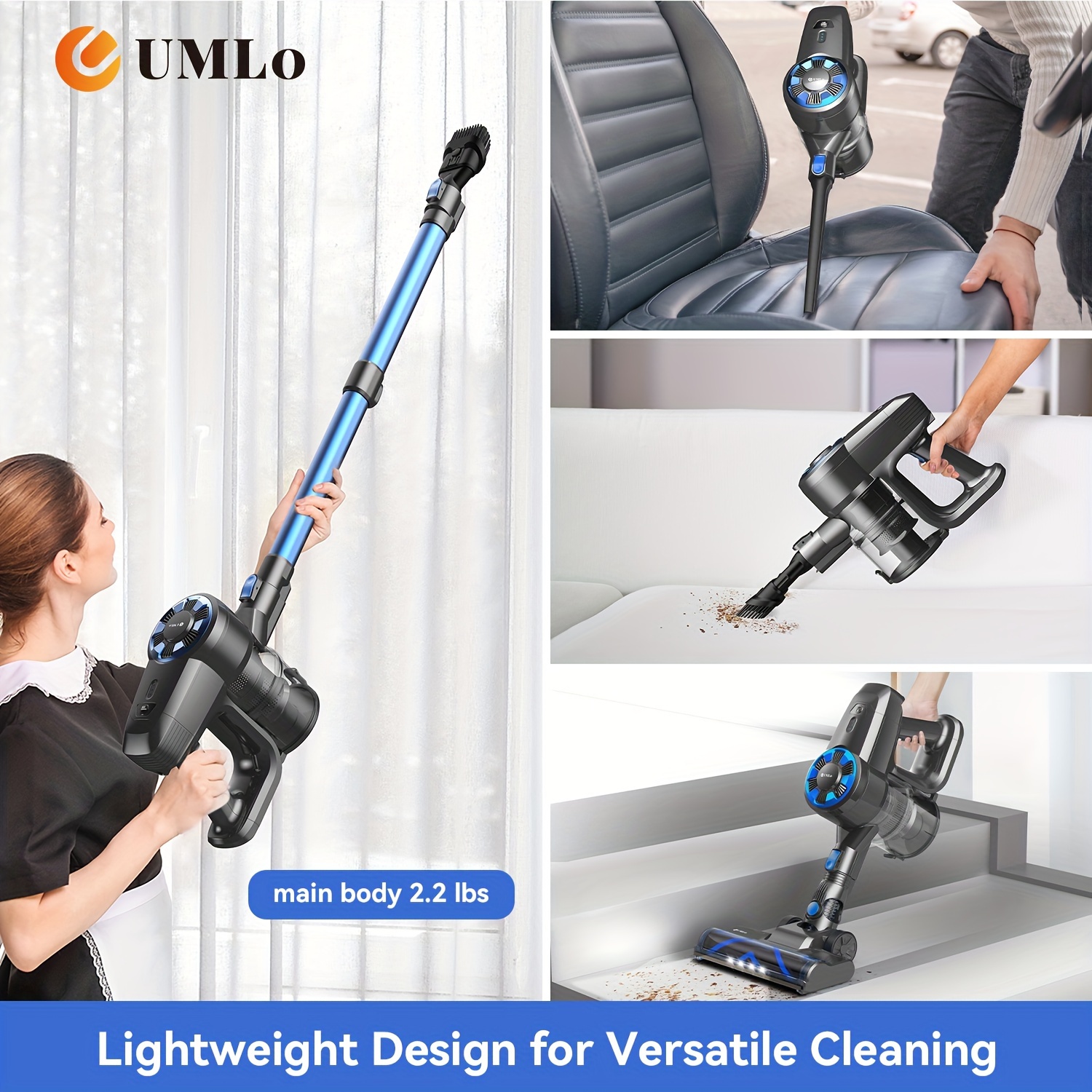  cordless vacuum cleaner 6 in 1 ultra lightweight stick vacuum with 2200 mah battery 40 mins max runtime powerful cleaners for home carpet hardwood floor pet hair n3s details 1