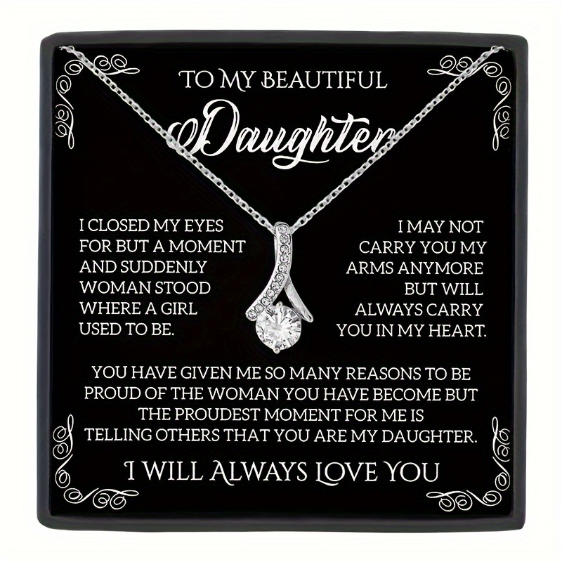 TEMU Elegant And Exquisite Water Rhinestones Pendant Necklace Box Card For My Christmas Birthday Gift Holiday Gift