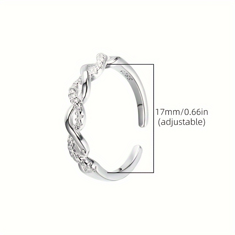 925 silver ladies simple elegant zircon open ring classic daily casual versatile ring 0