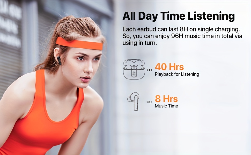 [V5.3 Bluetooth Earbuds] Bluetooth Ear Buds V5.3 with LED Display | 40H Playtime, HiFi Stereo Sound, In-Ear Earphones with Microphone for Android iOS (Black)