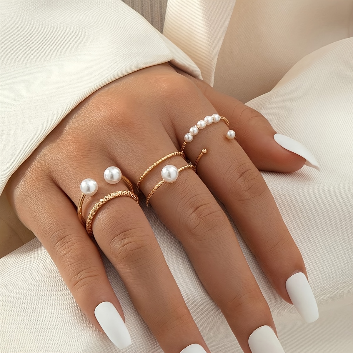5pcs Unique Metal Minimalist Stackable Ring Set
