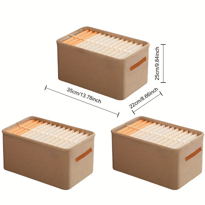 E-shop 3er-Set stapelbare Aufbewahrungsboxen, platzsparende Organizer für Kleidung und Spielzeug – Ideal zur Garderobenorganisation zu Hause oder im