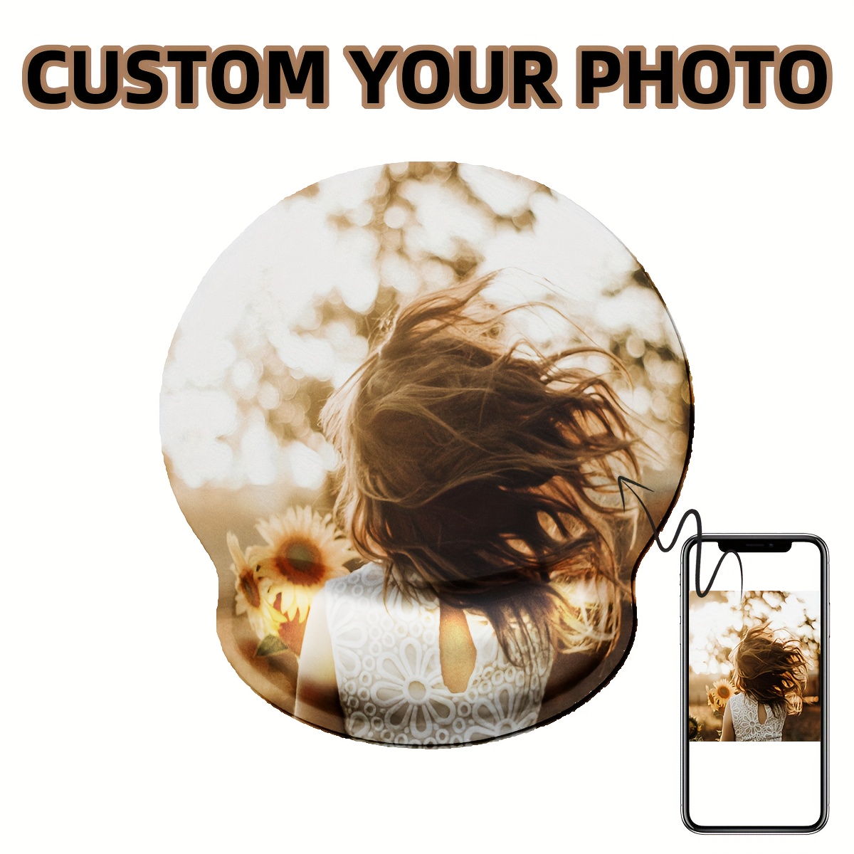 TEMU Custom Photo Mouse Pad With Wrist Rest, Personalize Your Design For Comfortable Laptop Or Office Desk Setup