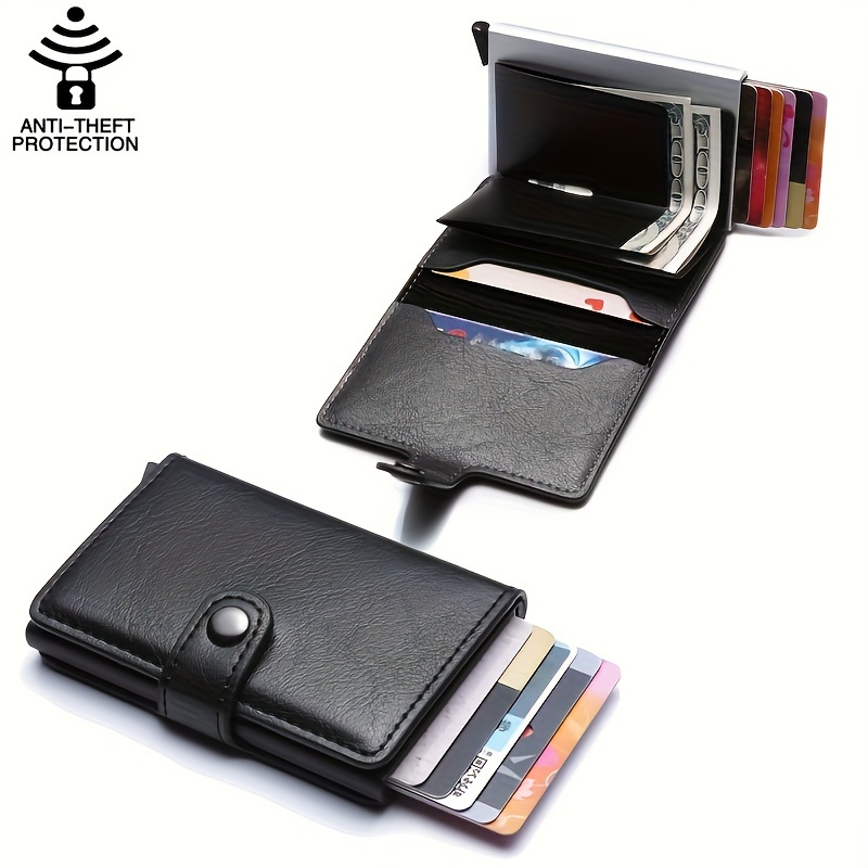 

2023 Rfid Aluminum Men Card Wallets Buckle Card Holder Slim Mini Wallet Small Money Bag Male Purses