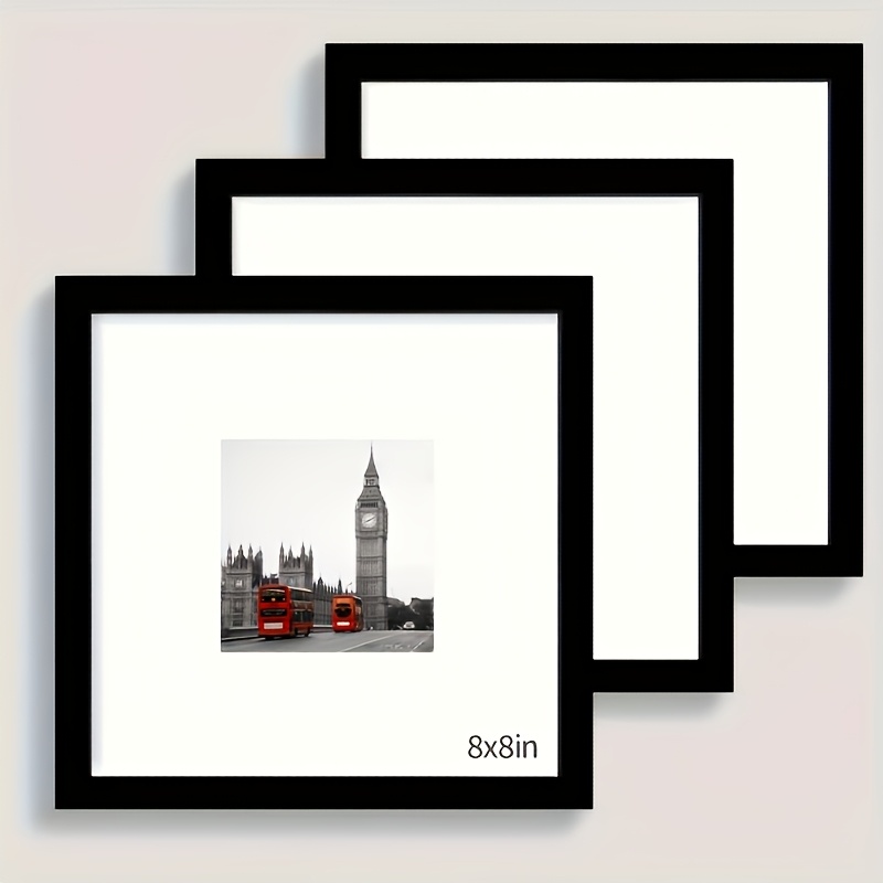 TEMU 3pcs/set Wooden Square Photo Frames | 15x15 20x20 25x25 30x30cm For Wall Or Desktop Decoration, , Single Picture Frame, Ideal For Festival