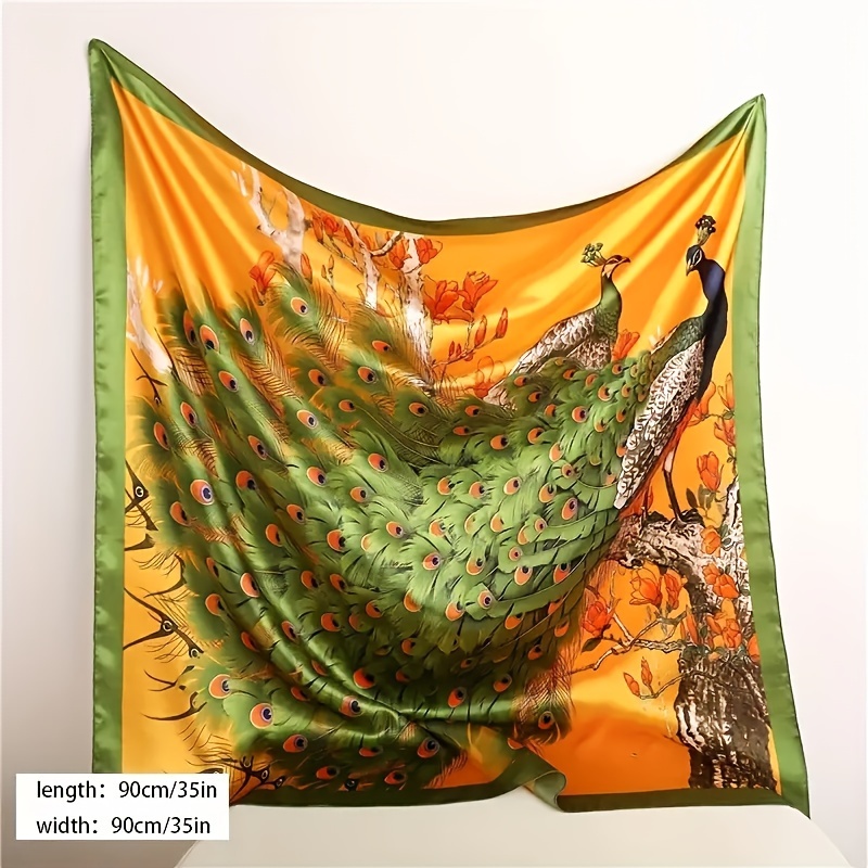 E-shop 35 Zoll Elegantes Schmetterling-Print Satin Quadratisches Bandana Schal – Vintage Kopftuch, Nackenband und Strandtuch – Weiches, leichtes,