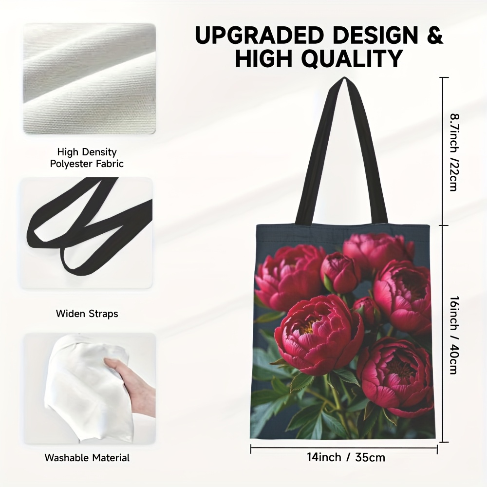 Image of 1pc Large Capacity Foldable Tote Bag Compatible For & - Elegant Plain Print Handbag, Durable Bookbag/grocery Bag, Spacious Casual Purse For Travel, Shopping,, (foldable Design)