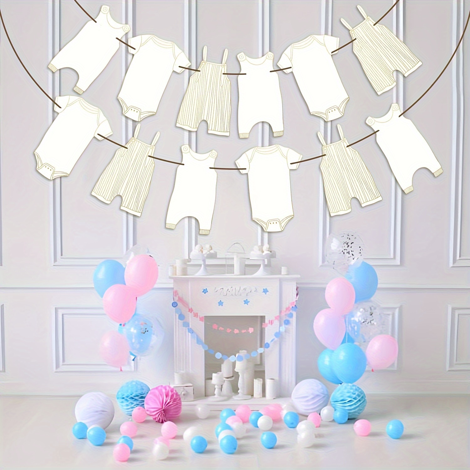 12pcs gender neutral baby shower banner paper bunting Temu