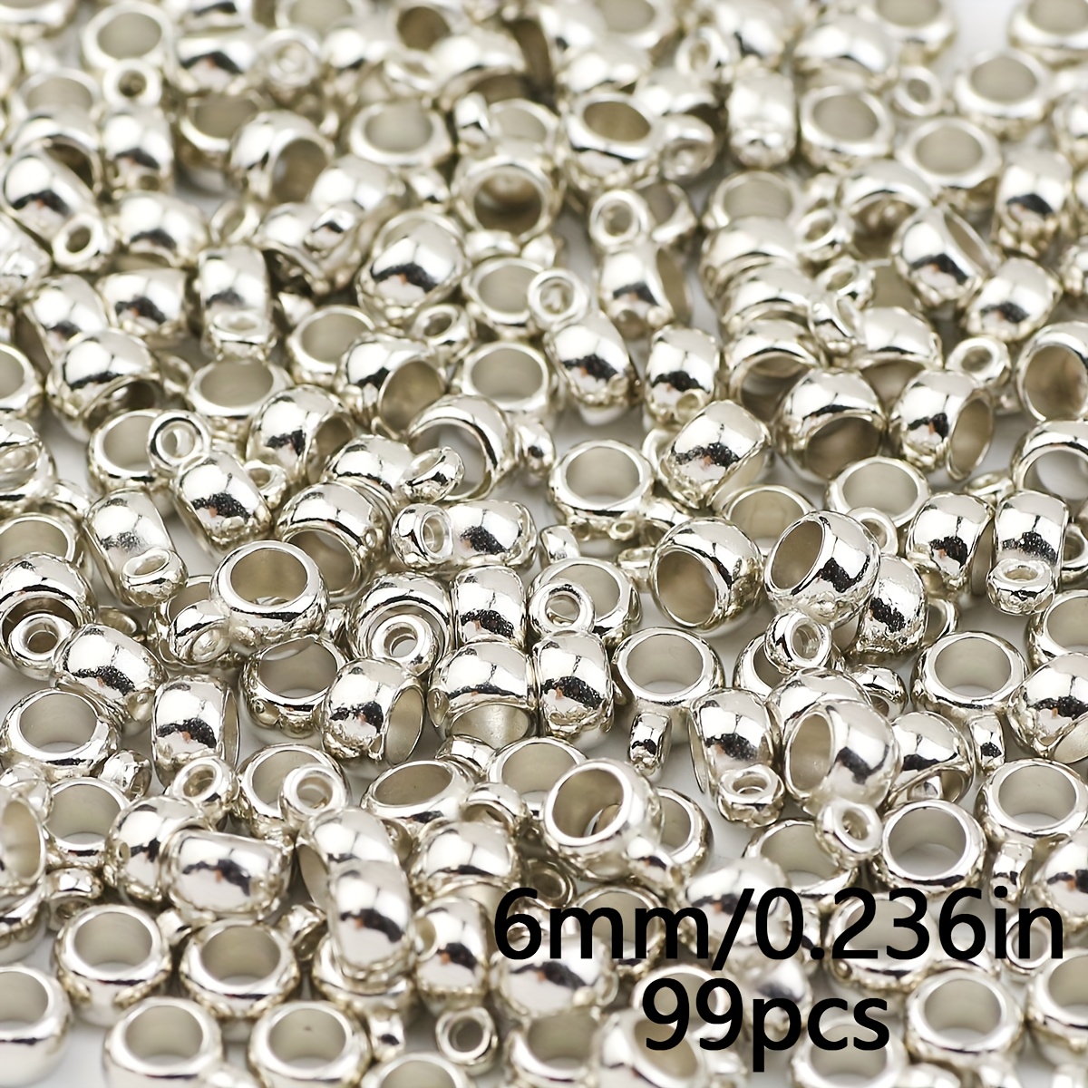 TEMU 99pz 6/8Mm Anello Singolo da Appendere Foro Tee Ciondolo Perline Color Materiale Plastico Perline Sciolte Adatte per Braccialetti Tessuti a