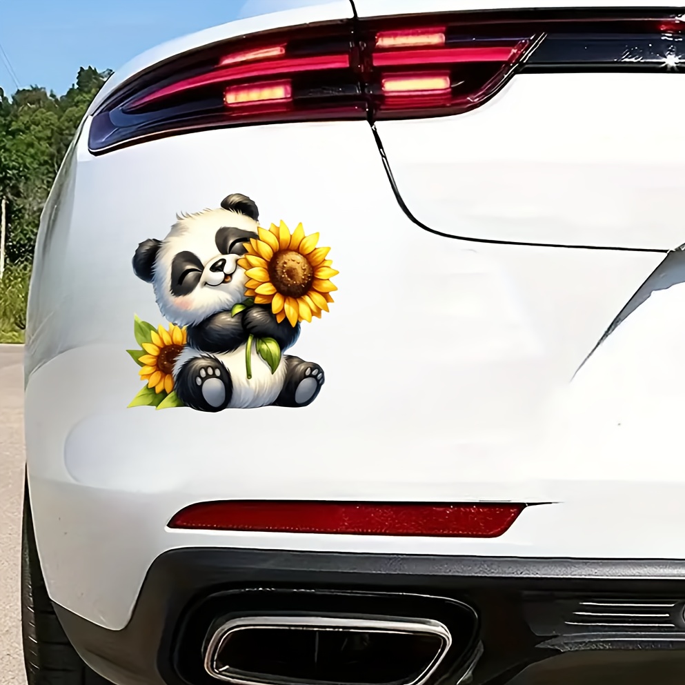 

1pc Cute Cartoon With Sunflower Vinyl Sticker, -resistant Waterproof Decal For Cars, Trucks, Laptops - Animal Theme, Self-adhesive, , Irregular Shape, Single Use