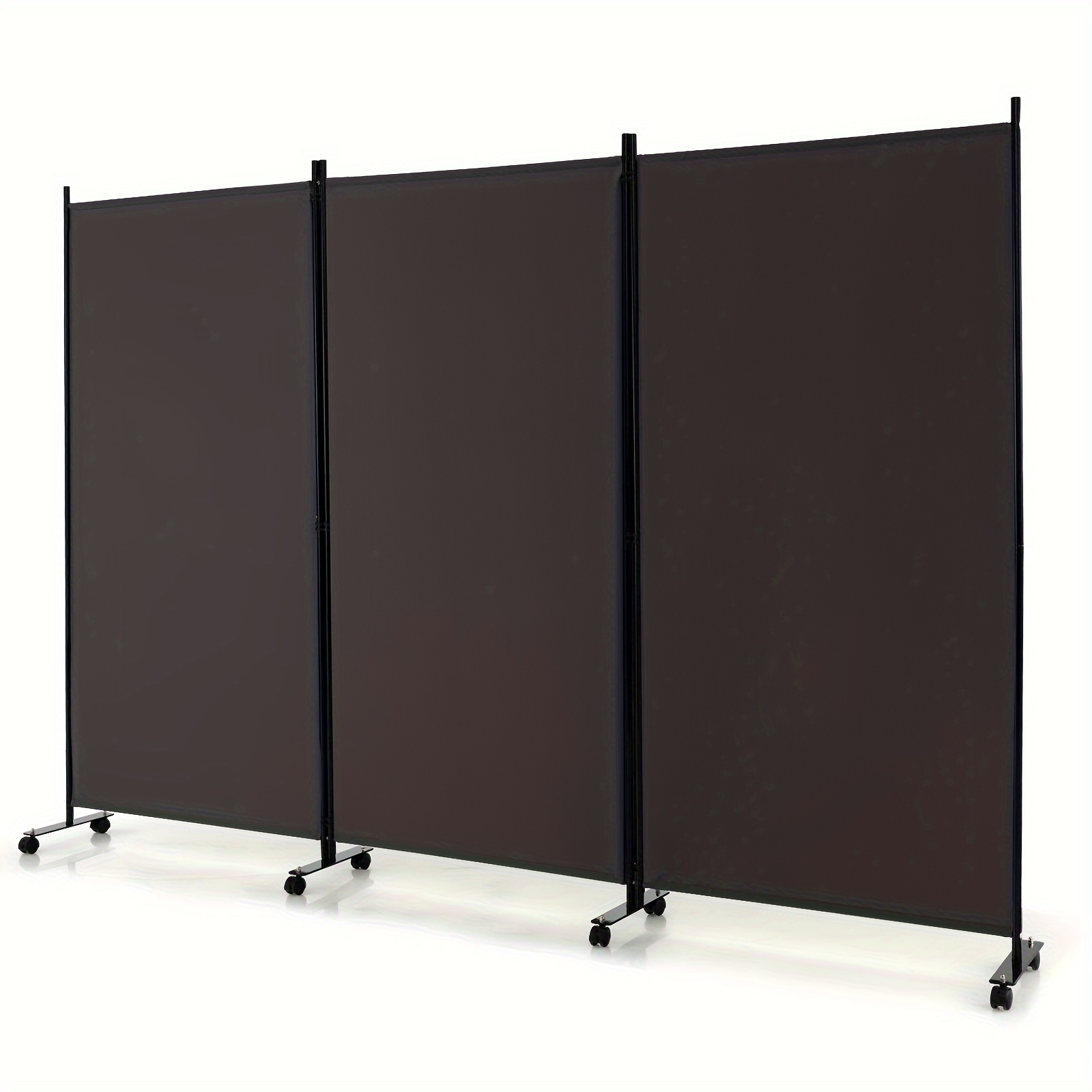 

3-panel Folding Room Divider 6ft Rolling Privacy Screen W/lockable Wheels Grey