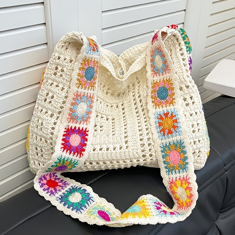 

Fashionable Knitted Bag, Bohemian Style Woven Crossbody Bag, Shoulder Bag, Hand-crocheted Women'.