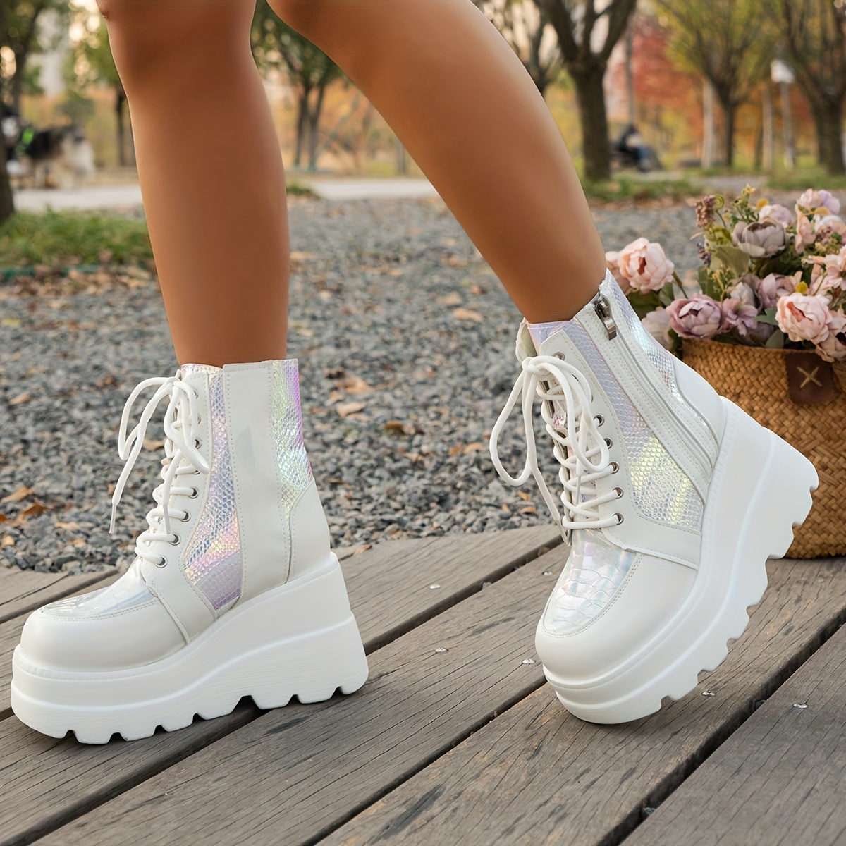 womens cyberpunk style platform calf boots zipper thick Temu Germany