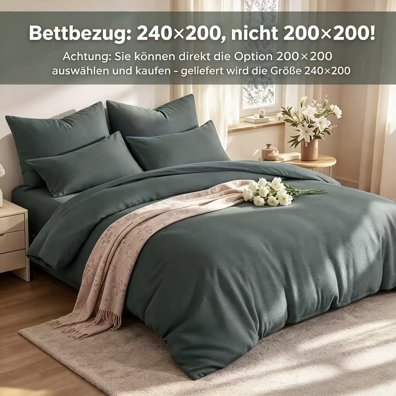 TEMU 3pcs 240*200cm Bedding - 1 Duvet Cover + 2 Pillowcases. Enjoy With Our Soft, Skin-friendly Material. , Durable, And With A Practical Zipper For