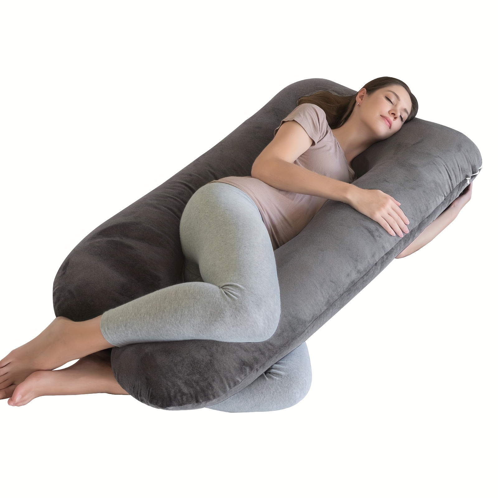 TEMU Velvet Black U Pillow, 148cm, 158cm, Full Body Pillow, Pregnant Women Pillow, 2 Sizes
