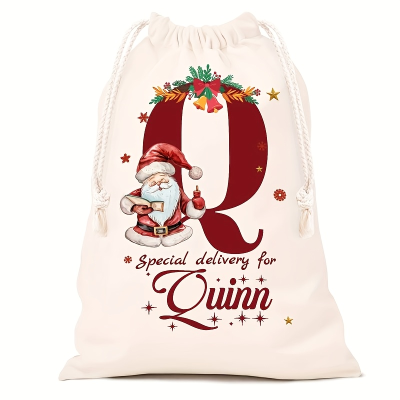 Personalized Name Christmas Gift Bags, Extra Large Drawstring Santa Bags
