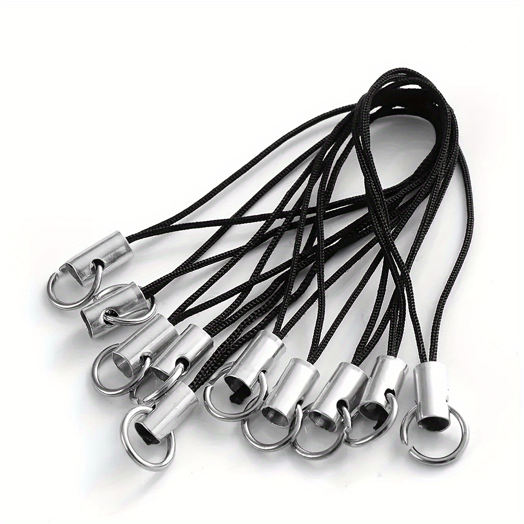 

50-piece Black Nylon Keychain Straps - Durable Cord For Diy Pendants, Phone Charms & Crafts