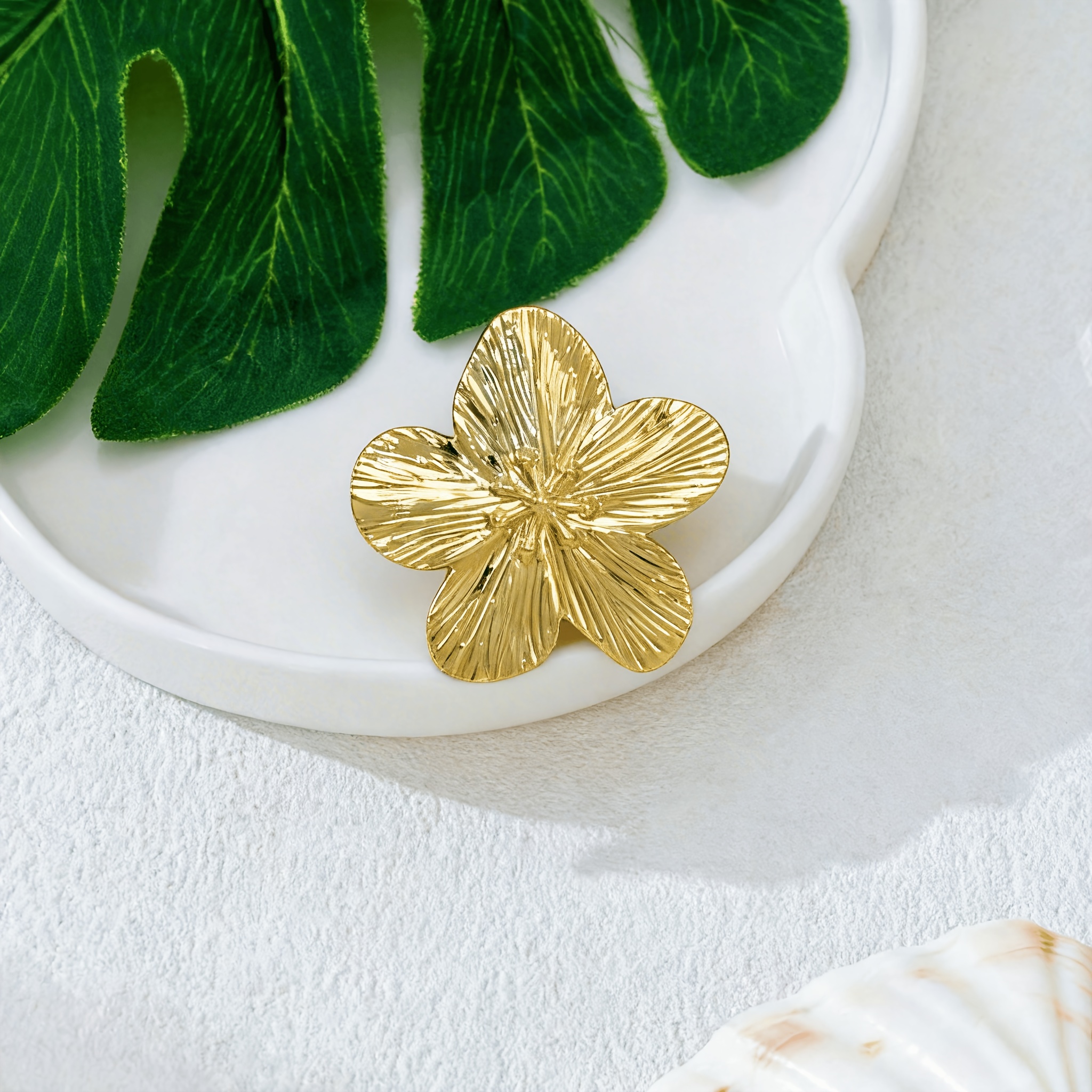 3pcs Women's Floral Brooch Set, Elegant Textured Petal Design